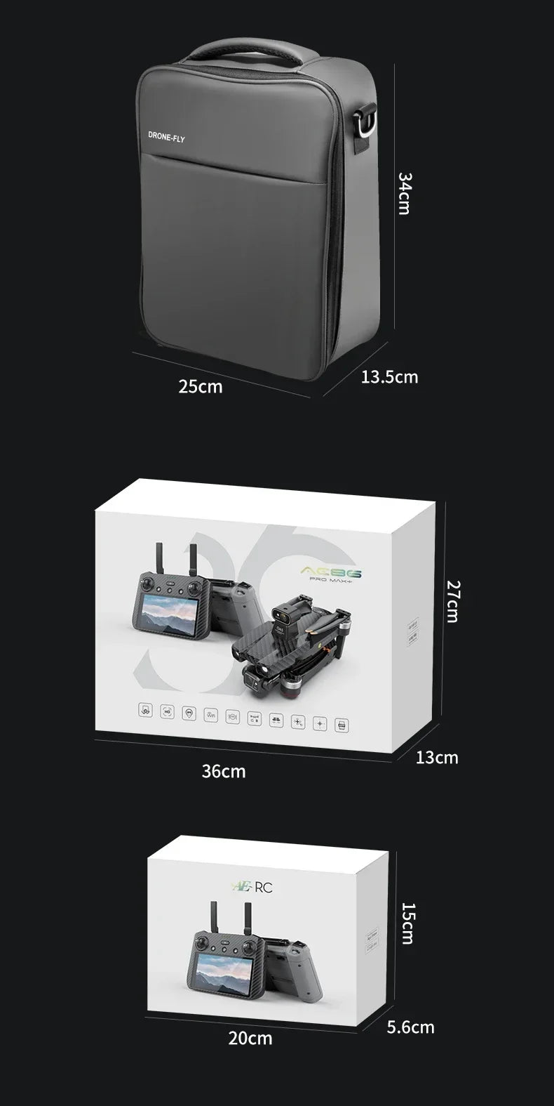 Professional Drone AE86 PRO MAX- Dual Camera GPS Obstacle Avoidance Drone with LED Screen