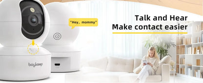 BoyKeep 2K Smart WiFi Security Camera Dual Band 5G/2.4GHz Indoor Surveillance Camera, 360° PTZ, IR Night Vision, Two-Way Audio